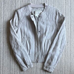 MKT Studio Light Gray Quilted Bomber Jacket